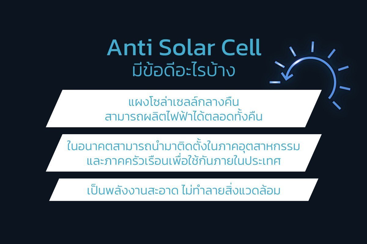 ข้อดีของ แผงโซล่าเซลล์กลางคืน(Anti Solar Cell)